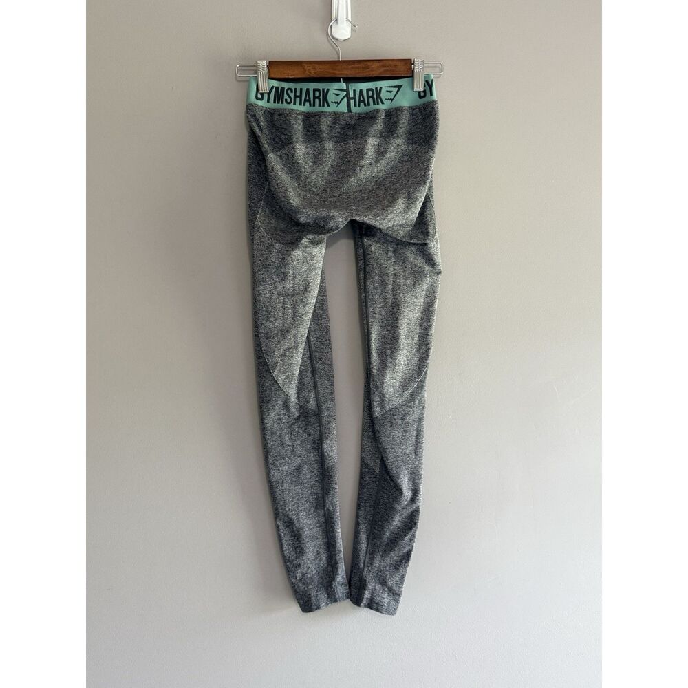 Gymshark Flex Leggings Gray Teal Waistband Stretch Knit Shaping Athletic Gym Sm - Picture 7 of 14